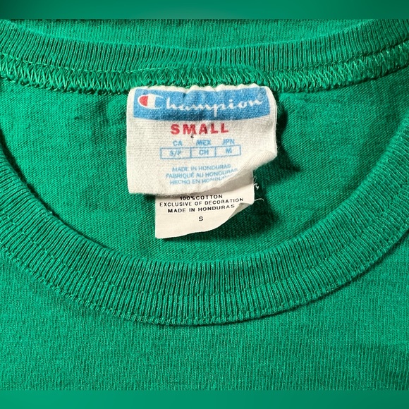 VTG CHAMPION Men’s Small Crewneck Logo Green T-Shirt Excellent Condition 80s VTG - Picture 3 of 9